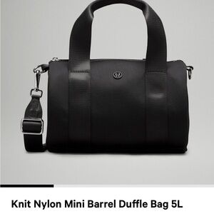 lululemon Black Knit Nylon Mini Barrel Duffle Bag, new with tags